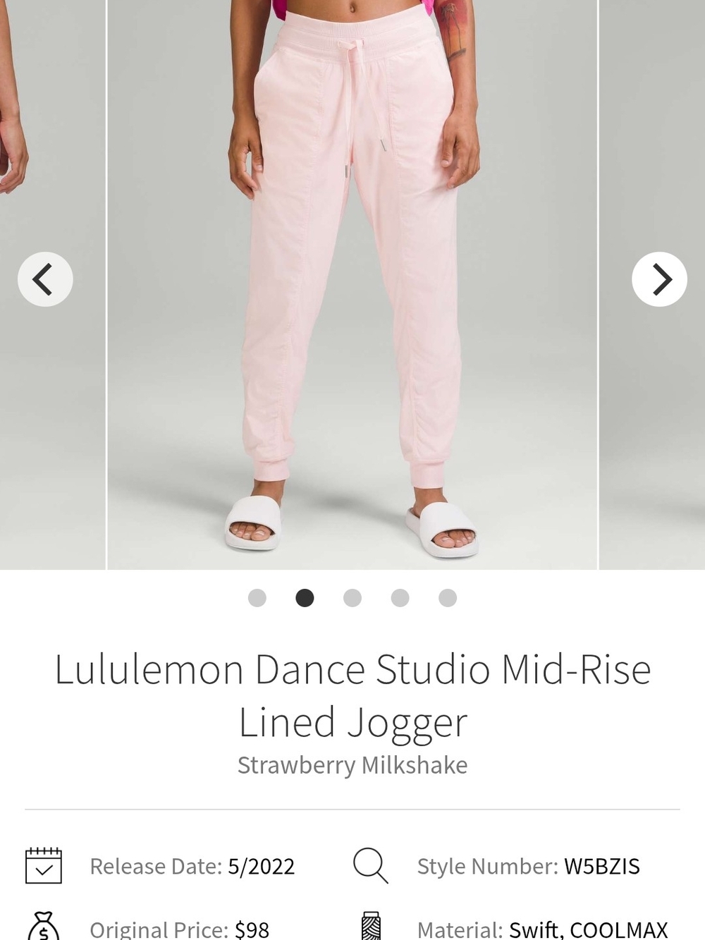lululemon athletica Strawberry Milkshake Light Pink Mid-Rise Joggers